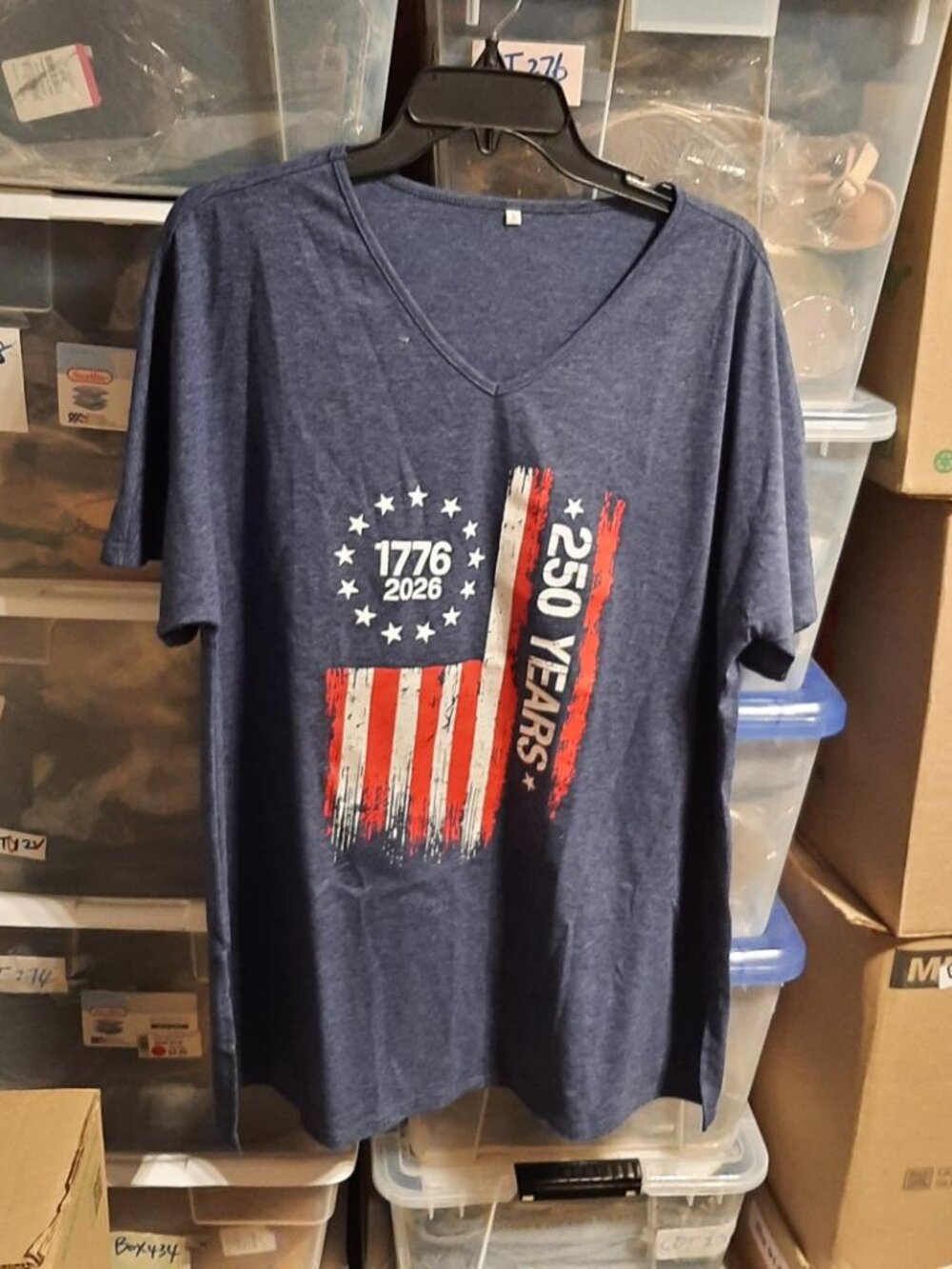 NEW ! USA Flag 250 Year 1776-2026 T Shirt Dark Gray Size L